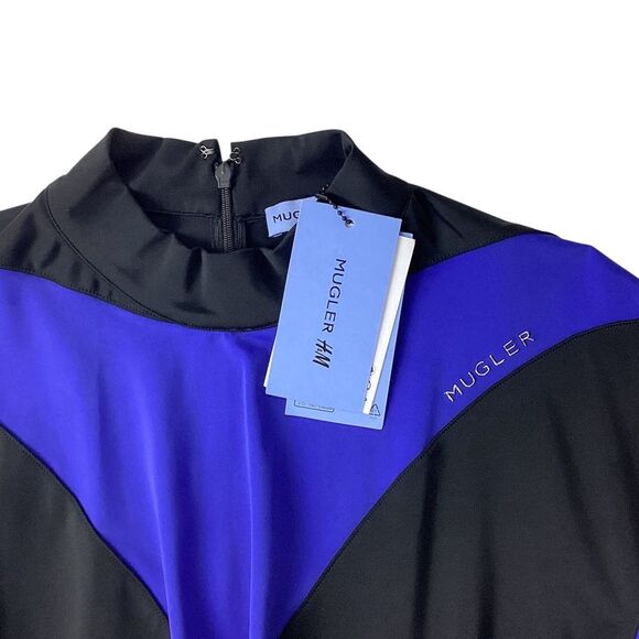 MUGLER x H&M Collab NWT Size XXL Spiral Paneled Mini Dress Colorblocked Bodycon - Picture 6 of 12